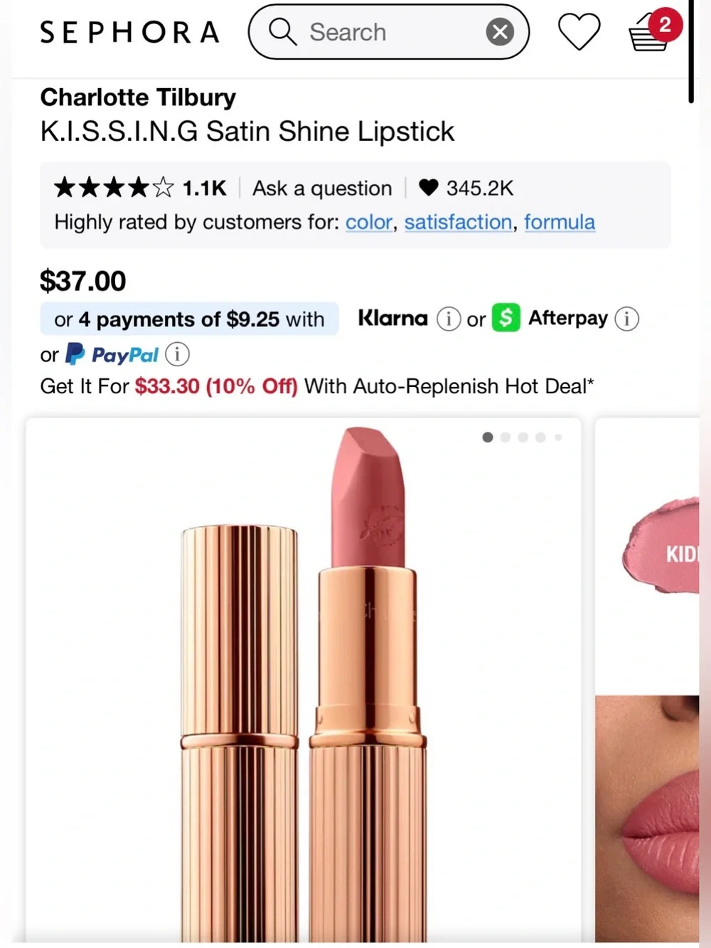 Charlotte Tilbury Hot Lips Matte Lipstick - Dusty Pink